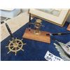 Image 2 : Vintage Retro Chrome Light Up Accent Sailboat Table Lamp - VG Condition, Nautical Desk Set, Antique 