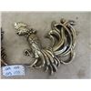 Image 2 : 2 Chalkware Fighting Rooster, German Sheppard Ornament , Brass Ornament