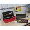 Image 1 : 2 Tool boxes with OddsnEnds of Tools ; Crescent Wrenches, Tape Measure, Draw Pin plus more