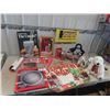 Image 1 : Carcboard Coca-Cola Signs, Plush Bears, Salt + Pepper Shakers, Button, Tray, Plate plus more