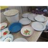 Image 2 : Quantoty of Enamelware; Plates, Pail, Bowls, Dipper