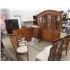 Image 2 : Dining Room Suite ; China Cabinet 83"x61"x17" Table 64" x 45" plus (2) 16" Leaves & 6 Chairs  - Wood