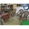 Image 1 : Wooden Patio Server/Cart & 4 Brown Patio Chairs