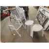 Image 1 : 4 Metal Patio Chairs & 2 Plastic Stands