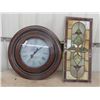 Image 1 : Large Clock & Stained Glass 16" x 36"  - Small Piece Missing