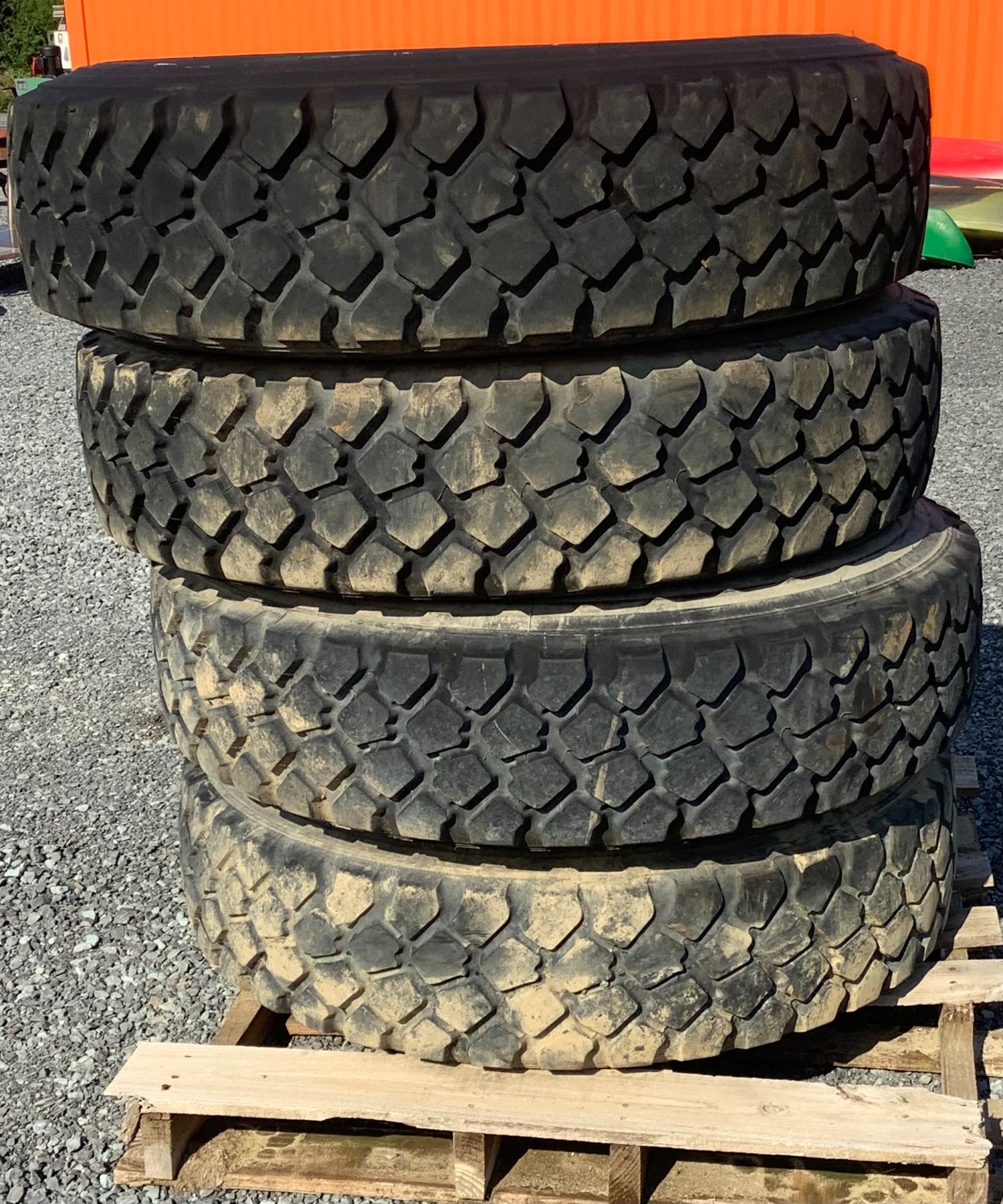 Canadian MLVW and M35 Michelin X XZL 11.00 R20 Tires on Rims X 4