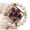 Image 4 : Chanel Purple Colored Stones and Pearl Flower Brooch