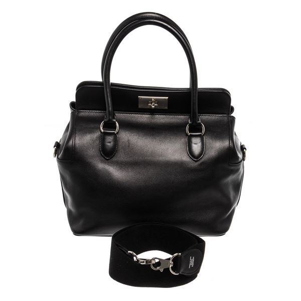 Hermes Black Leather Toolbox 26cm Handbag