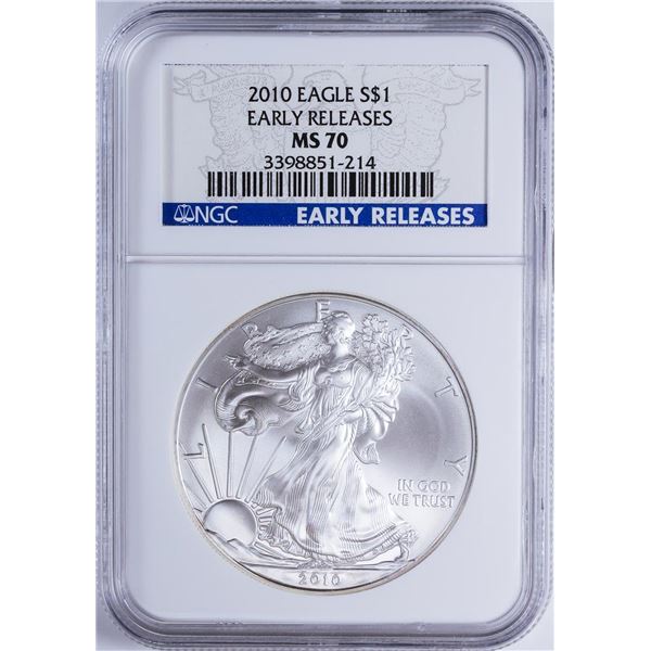 2010 $1 American Silver Eagle NGC MS70 Early Releases