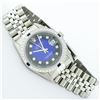 Image 3 : Rolex Mens Stainless Steel Blue Vignette Diamond & Sapphire Datejust Wristwatch