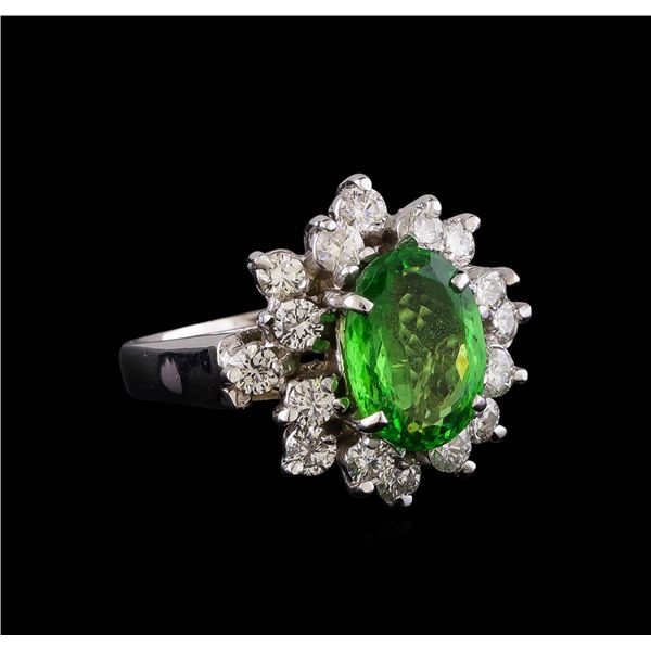 2.51 ctw Tsavorite and Diamond Ring - 14KT White Gold