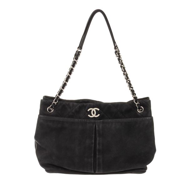 Chanel Black Nubuck Leather Natural Beauty Tote Bag