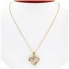 Image 1 : 10k Yellow Gold 0.26 ctw Channel Set Round Diamond Open Heart Pendant Necklace