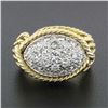 Image 2 : Vintage 18k Gold & Platinum 1.40 ctw Diamond Dome Twisted Wire Statement Band Ri