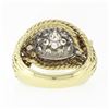 Image 7 : Vintage 18k Gold & Platinum 1.40 ctw Diamond Dome Twisted Wire Statement Band Ri
