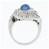 Image 7 : Vintage 14k White Gold 2.29 ctw Bezel Blue Star Sapphire Round Diamond Swirl Rin