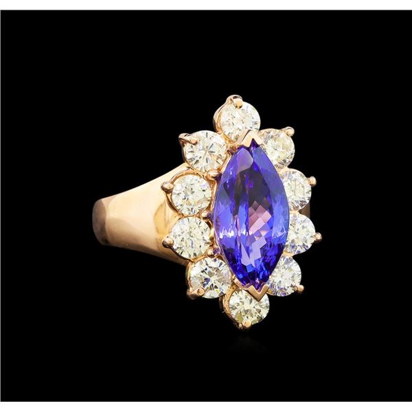 14KT Rose Gold 3.48 ctw Tanzanite and Diamond Ring