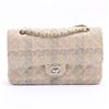 Image 1 : Chanel Beige Multicolor Quilted Boucle Tweed Double Flap Shoulder Bag