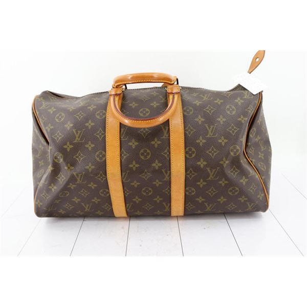 Louis Vuitton Brown Monogram Canvas Leather KeepallDuffle Bag Luggage