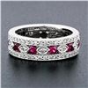 Image 2 : 18k White Gold 1.50 ctw Pave Round Brilliant Diamond & Blood Red Ruby Band Ring