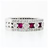 Image 5 : 18k White Gold 1.50 ctw Pave Round Brilliant Diamond & Blood Red Ruby Band Ring