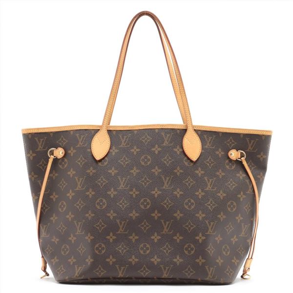 Louis Vuitton Brown Monogram Canvas Leather Neverfull MM Tote Bag