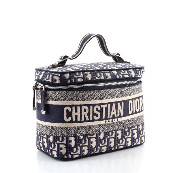 Christian Dior Navy Blue Oblique Canvas Dior Travel Vanity Case