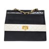 Image 1 : Chanel Navy White Lambskin Two Tone Flap Shoulder Bag