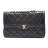 Image 1 : Chanel Black Quilted Lambskin Leather Double Flap Shoulder Bag