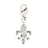 Image 3 : 14k White Gold .20 ctw Diamond Fleur de Lis Dangle Lobster Clasp Charm Pendant