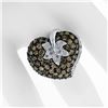 Image 3 : 10k White Gold 3.10 ctw Brown and White Diamond Leaf Heart Cluster Ring