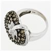 Image 9 : 10k White Gold 3.10 ctw Brown and White Diamond Leaf Heart Cluster Ring