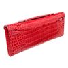 Image 3 : Hermes Red Electric Crocodile Kelly Cut Clutch Bag