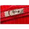Image 5 : Hermes Red Electric Crocodile Kelly Cut Clutch Bag