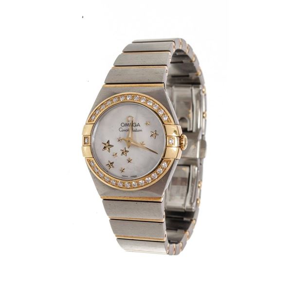 Omega Silver Gold Constellation Quadrella Watch