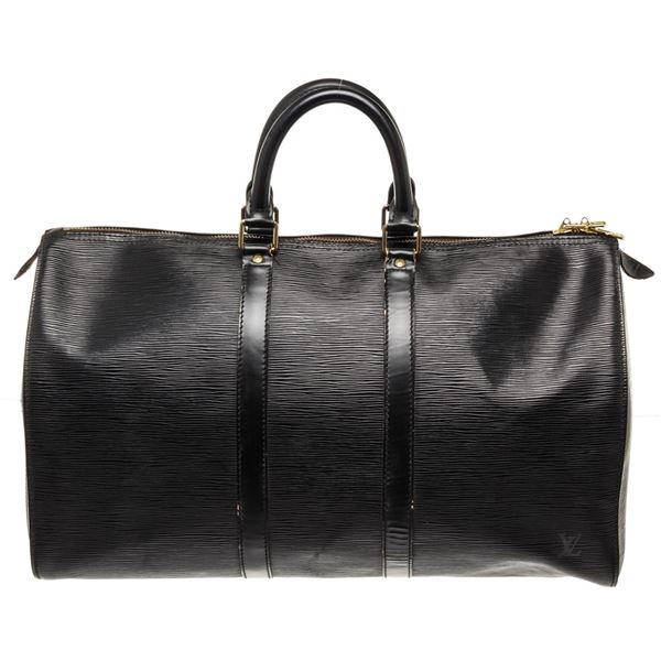 Louis Vuitton Black Epi Leather Keepall 45cm Travel Bag