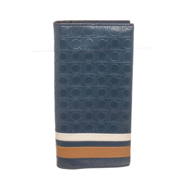 Ferragamo Blue Leather Continental Wallet
