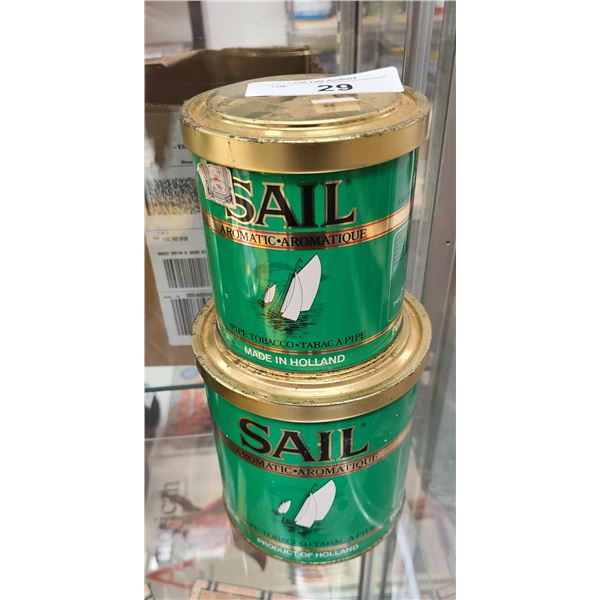 TWO VINTAGE SAIL TOBACCO CANS