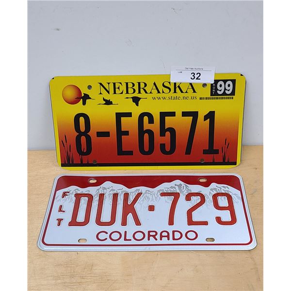 NEBRASKA & COLORADO LICENSE PLATES
