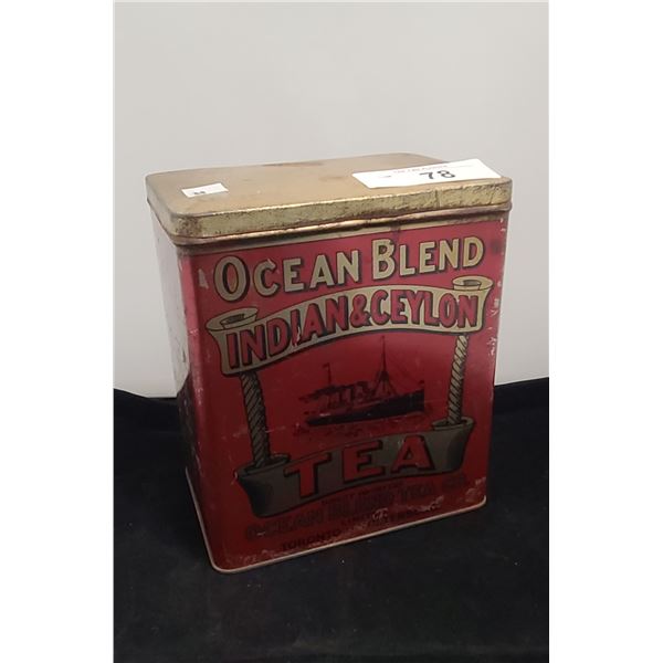 ANTIQUE OCEAN BLEND TEA CO. TIN