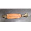 Image 1 : LARGE WOOD AND BRASS SALMON SERVING PLATTER/WALL DÉCOR