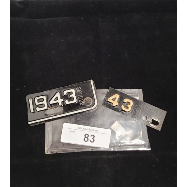 TWO 1943 LICENSE PLATE TAGS