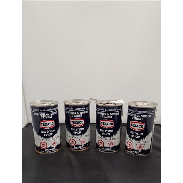 FOUR VINTAGE TEXACO DE-ICER CANS