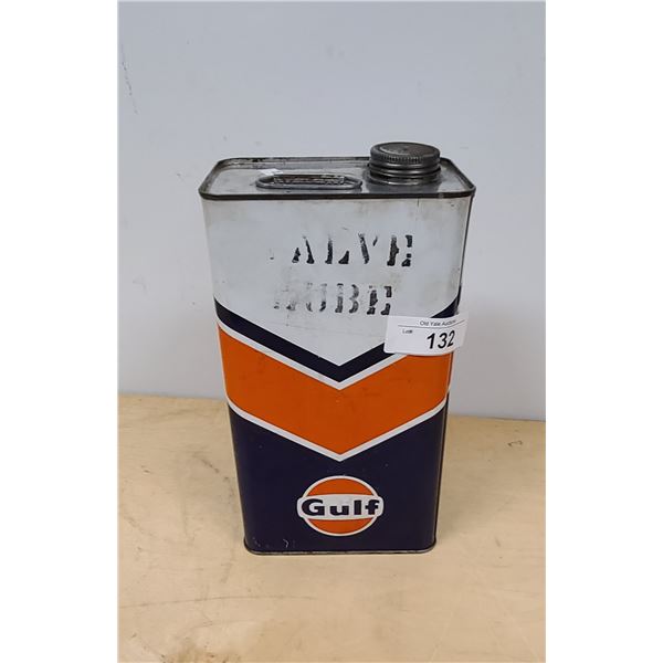 VINTAGE GULF VALVE BLUE 1 GALLON CAN