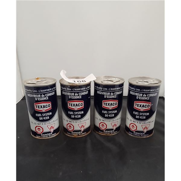 FOUR VINTAGE TEXACO DE-ICER CANS