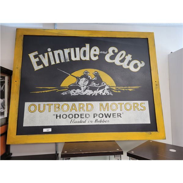 LARGE EVINRUDE OUTBORNE MOTOR BOAT CUSTOM HAND PAINTED WOOD SIGN
