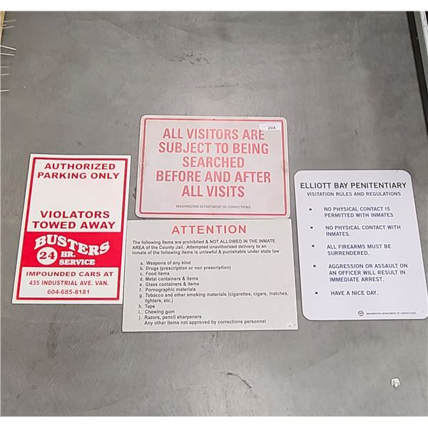 FOUR MOVIE PROP SIGNS