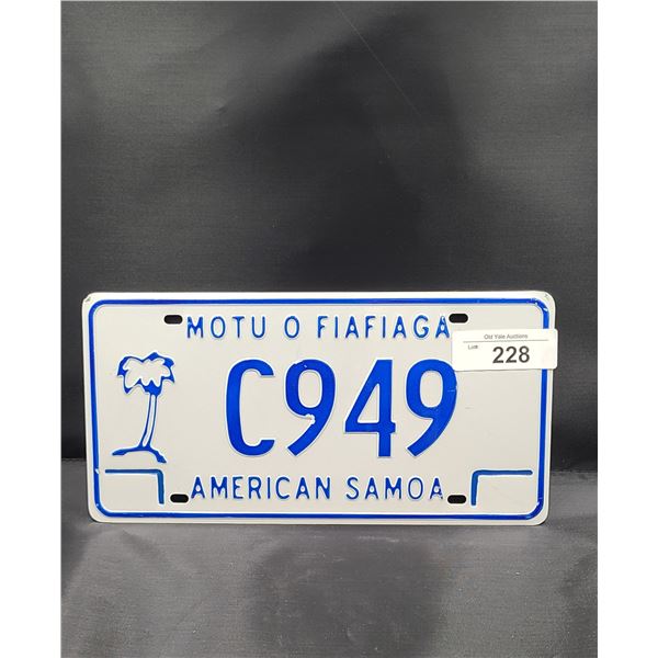 HARD TO FIND AMERICAN SAMOA LICENSE PLATE