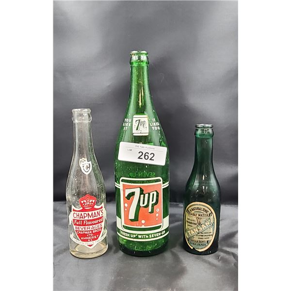 THREE VINTAGE POP BOTTLES