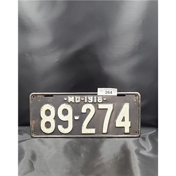 1918 MARYLAND LICENSE PLATE